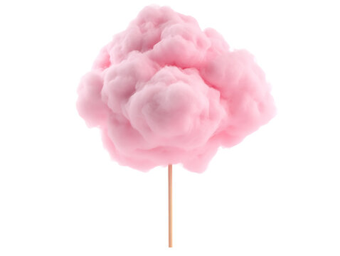 Pink cotton candy on stick isolated on white background isolated on transparent background