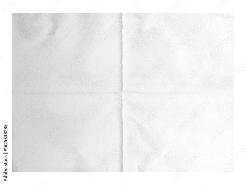 Aufkleber clean white paper creased with horizontal and vertical fold lines ready for creative design projects