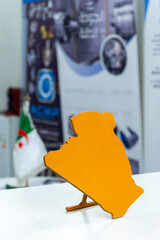 Stylized Map of Algeria at an Exhibition in Algiers City.