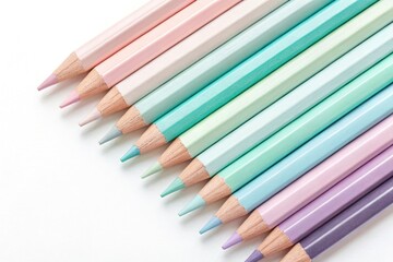 Fototapeta premium Colorful Pastel Pencils Arranged in a Neat Line for Creative Projects