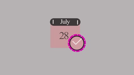 Sample calender july 28 date icon animation.Schedule, appointment,important date concept.