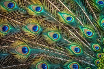 Obraz premium Colorful Peacock Feathers Showcasing Vibrant Patterns in Nature