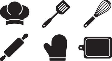 Essential Kitchen Utensils Icons Set A Collection of Vector Graphics for Culinary Designs