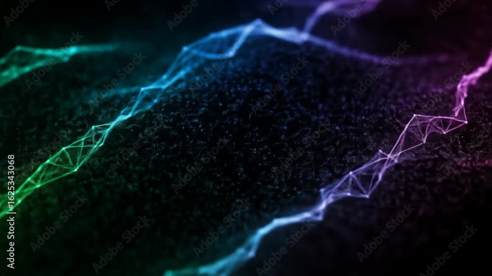 Poster abstract colorful energy streams - glowing, interconnected particles form vibrant streams of light a