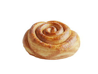 Sweet cinnamon roll pastry isolated on transparent background