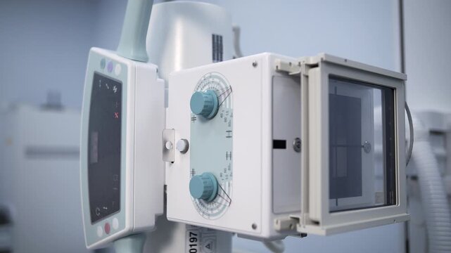 Control panel and lens of hospital X-ray machine