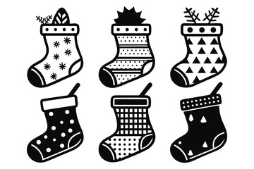 Festive Christmas Stockings with Patterns Silhouettes holiday sock