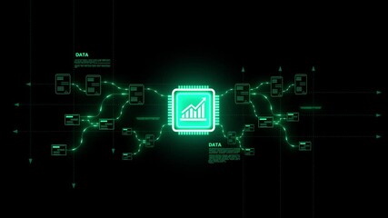 Animated bar graph with successful results. business graph showing growth. 3D animated increase chart icon featuring a rising bar graph or line chart with an upward arrow, symbolizing growth, 4k