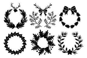 Christmas Wreaths and Decorative Elements Silhouette Collection decoration holiday