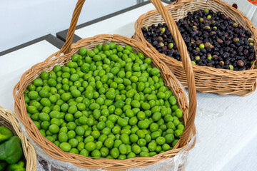 Green olive in the market.