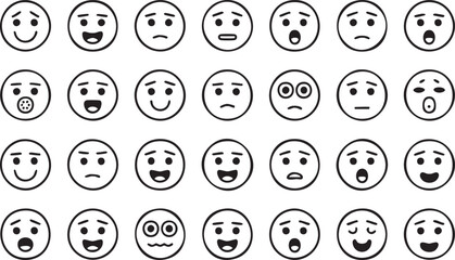 A versatile collection of essential black and white vector icons for various applications isolated on transparent background