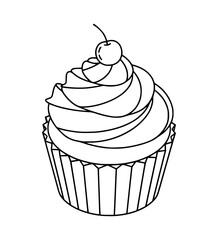 Isometric Cupcake Line Art