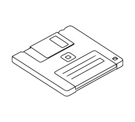 Isometric Diskette Line Art