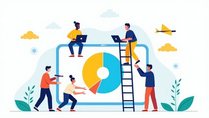 Diverse team collaborates on data visualization