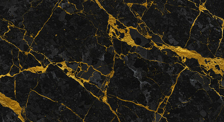 Black Marble with Shiny Gold Veins