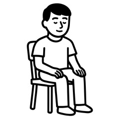Man Sitting on Chair Line Icon