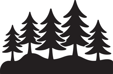 Obraz premium Black pine trees on rolling hills forest nature