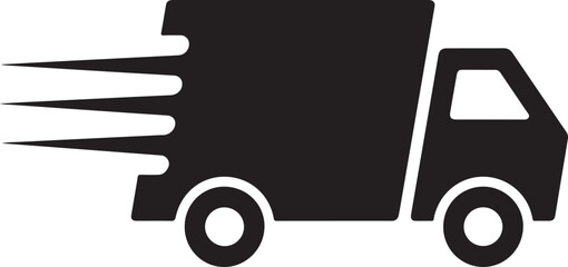 Obraz premium Fast Delivery Truck Icon Express Shipping and Logistics Symbol for ECommerce and Business Services Black Silhouette Design