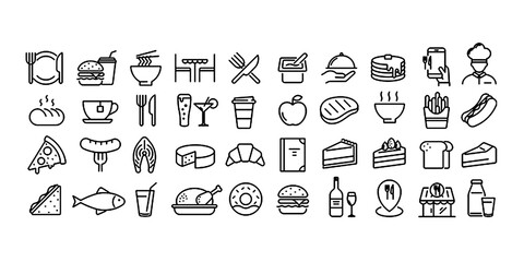 Meal-related icon set that allows line editing
