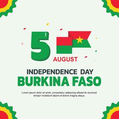 burkina faso Independence Day Design, minimalist August 5th celebration design with cheerful elements