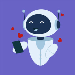 Cute chat robots expressing different emotions and actions