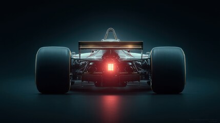 Rear view of a minimalist Formula 1 car, no branding, concept render 