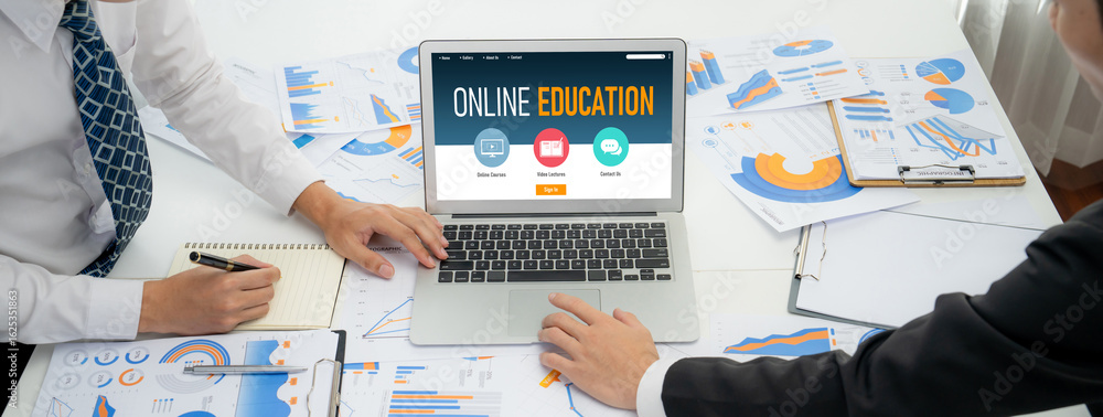 Poster e-learning website with brisk sofware for student to study online on the internet network