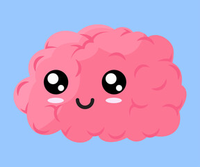 Cute human brain cartoon character anatomical Organ illustration