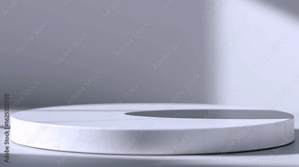 Poster circular white platform on gradient background for futuristic display or tech product showcase