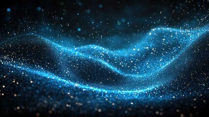 Fototapeta premium Abstract blue particle wave background, digital art, for tech designs