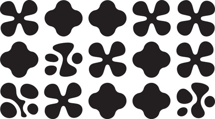 Fototapeta premium Black Silhouette Flower Shapes on White Background