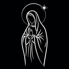 Virgin Mary Vector illustration, Mother Of God Clipart Design, mother of Jesus Art