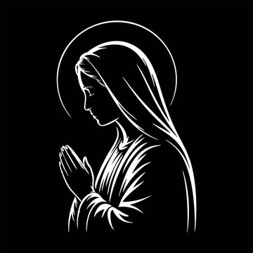 Virgin Mary Vector illustration, Mother Of God Clipart Design, mother of Jesus Art