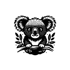 Obraz premium Adorable Stylized Koala Illustration on Branch.