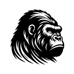 Obraz premium Fierce Black and White Gorilla Head Illustration.