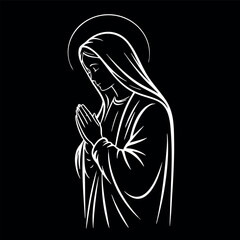 Virgin Mary Vector illustration, Mother Of God Clipart Design, mother of Jesus Art