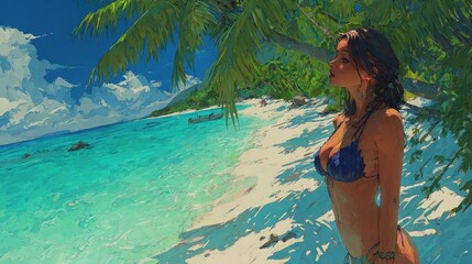 Exotic anime temptress tropical paradise island locale exotic wildlife abounds