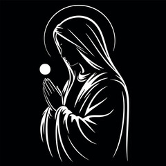 Virgin Mary Vector illustration, Mother Of God Clipart Design, mother of Jesus Art