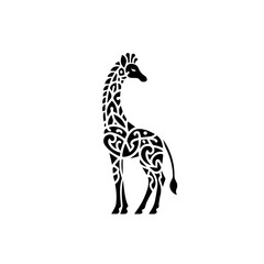 Fototapeta premium Stylized Black Giraffe Silhouette with Intricate Patterns.