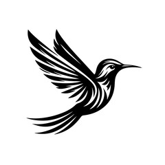 Fototapeta premium Stylized Black Silhouette of a Hummingbird in Flight.
