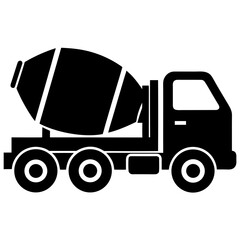 Cement Mixer Truck Icon Vector for Construction and Industrial Design Projects