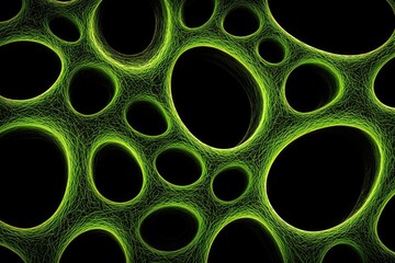 Abstract Green Circle Pattern On Black Background