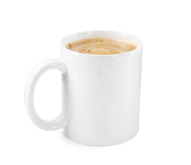Aromatic coffee in cup isolated on white. Mockup for design