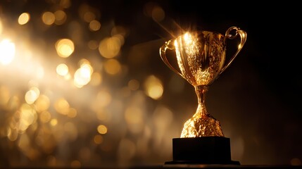 Golden trophy shines. Perfect for achievement, success, competition themes. Great for marketing, banners, editorial use, and websites.