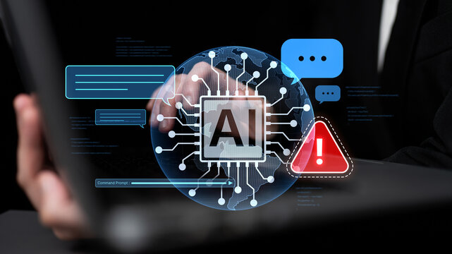 AI interface showing prompt error warning and system alert. AI prompt failure can lead to incorrect output or hallucination. Managing AI prompt error is crucial in safe AI deployment. Spline