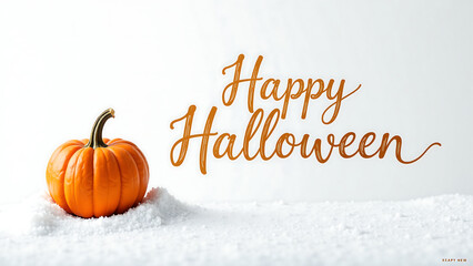 cursive halloween warm golden ink surrounds solitary perfectly lit pumpkin crisp backdrop