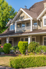 Entrance of luxury house in summer with nice landscape in Vancouver, Canada, North America. Day time on July 2025.