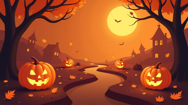 playful maze unfolds amidst smiling pumpkins swirling autumn leaves warm