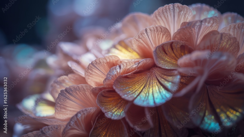 Poster exquisite petal macro: the image showcases an exquisite macro of a flower, focusing on the delicate 