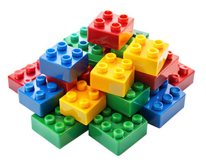 Obraz premium Colorful building blocks toy isolated on transparent background